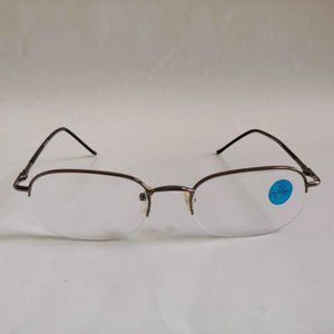 NWT Vintage 90's Rectangle Metal Semi-Rimless Reading Glasses +2.00 (S.Gunmetal)